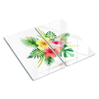 Tabla de cortar de cristal Flores y hojas tropicales