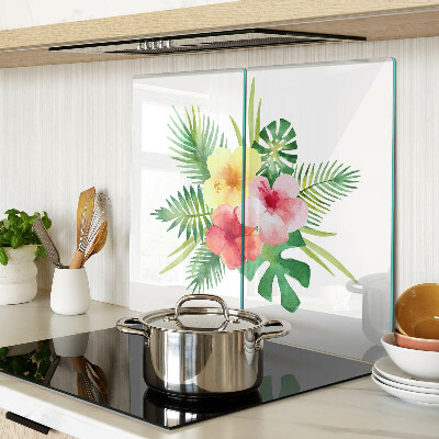 Tabla de cortar de cristal Flores y hojas tropicales