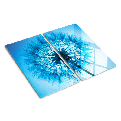 Tabla de cortar de cristal Diente de león sobre fondo azul