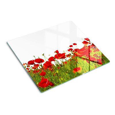 Tabla de cortar de cristal Amapolas en el prado