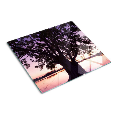 Tabla de cortar de cristal Árbol al atardecer