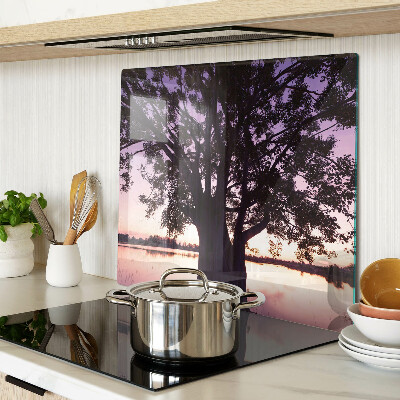 Tabla de cortar de cristal Árbol al atardecer