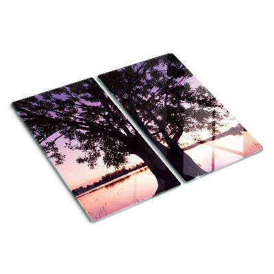 Tabla de cortar de cristal Árbol al atardecer