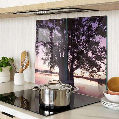 Tabla de cortar de cristal Árbol al atardecer