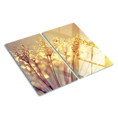 Tabla de cortar de cristal Flores con gotas de agua