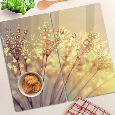 Tabla de cortar de cristal Flores con gotas de agua