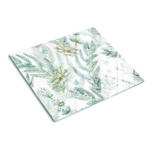 Tabla de cortar de cristal Suculentas y hojas