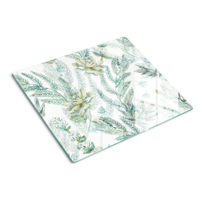 Tabla de cortar de cristal Suculentas y hojas