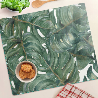 Tabla de cortar de cristal Hojas de monstera
