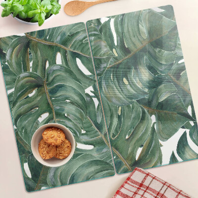 Tabla de cortar de cristal Hojas de monstera