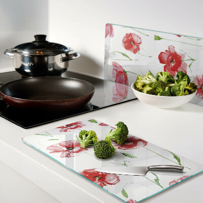 Tabla para cortar Patrón de amapola con flores