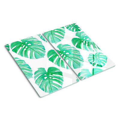 Tabla para cortar Hojas de monstera sobre fondo blanco
