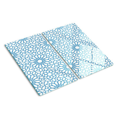 Tabla de cortar de cristal Motivo floral en tonos azules.