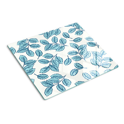 Tabla de cortar de cristal Hojas en tonos azules
