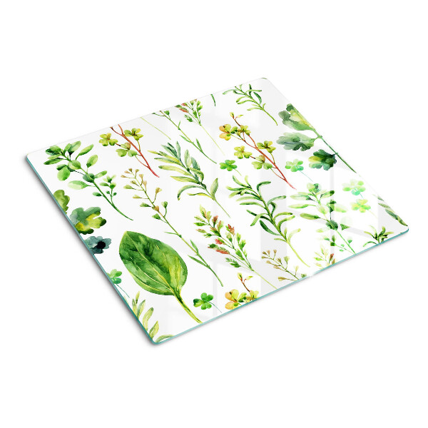 Tabla de cortar de cristal Patrones de plantas en tonos verdes