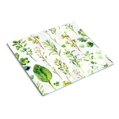 Tabla de cortar de cristal Patrones de plantas en tonos verdes