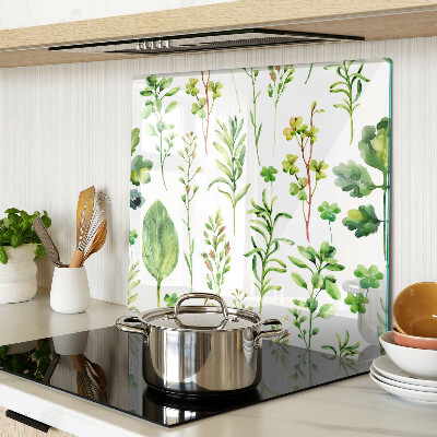 Tabla de cortar de cristal Patrones de plantas en tonos verdes