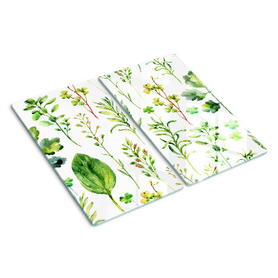 Tabla de cortar de cristal Patrones de plantas en tonos verdes
