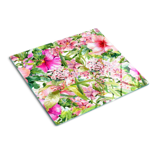 Tabla de cortar de cristal Patrón floral tropical