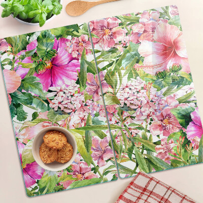 Tabla de cortar de cristal Patrón floral tropical
