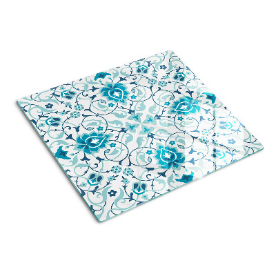 Tabla de cortar de cristal Estampado floral en tonos azules