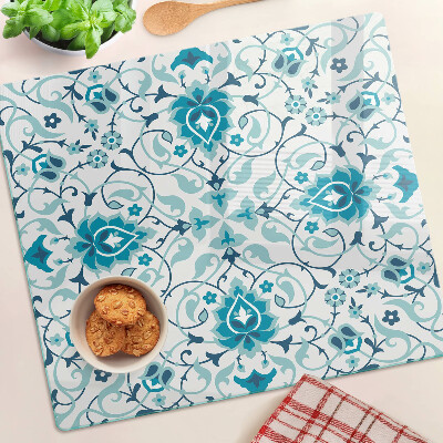 Tabla de cortar de cristal Estampado floral en tonos azules