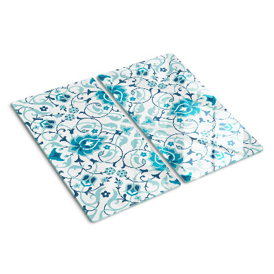 Tabla de cortar de cristal Estampado floral en tonos azules