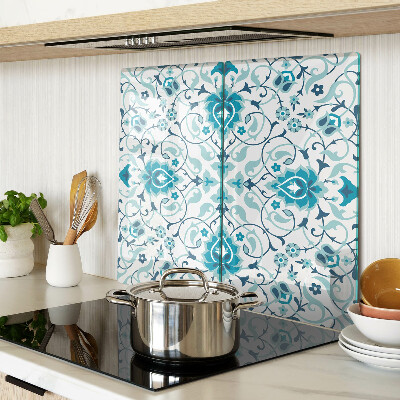Tabla de cortar de cristal Estampado floral en tonos azules