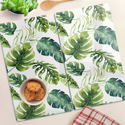 Tabla para cortar Hojas de monstera en tonos verdes