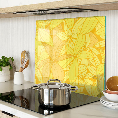 Tabla de cortar de cristal Hojas amarillas estilo tropical