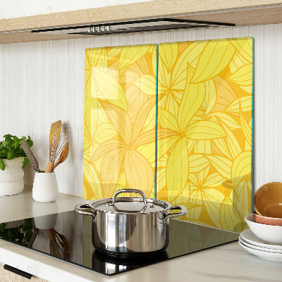 Tabla de cortar de cristal Hojas amarillas estilo tropical