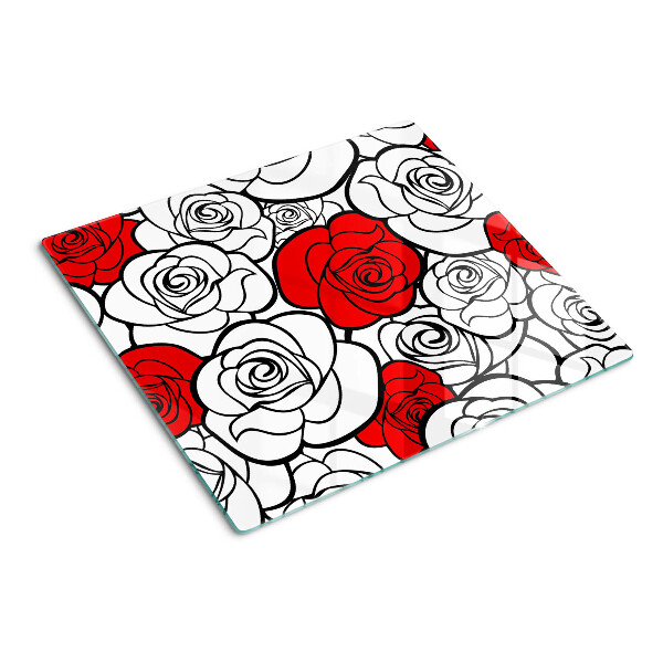 Tabla para cortar Rosas en blanco y rojo