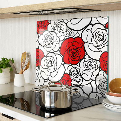Tabla para cortar Rosas en blanco y rojo