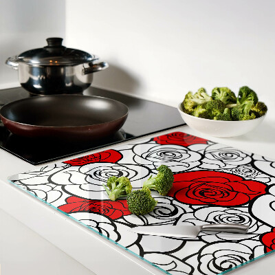 Tabla para cortar Rosas en blanco y rojo