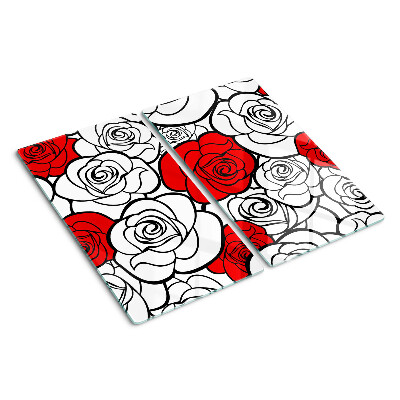 Tabla para cortar Rosas en blanco y rojo