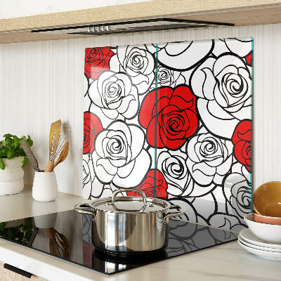 Tabla para cortar Rosas en blanco y rojo