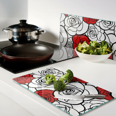 Tabla para cortar Rosas en blanco y rojo