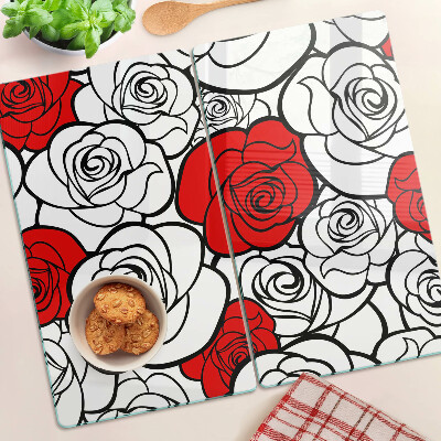Tabla para cortar Rosas en blanco y rojo