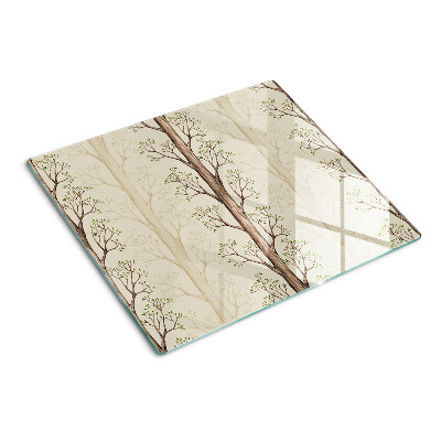 Tabla de cortar de cristal Patrón de ramas de árbol con hojas