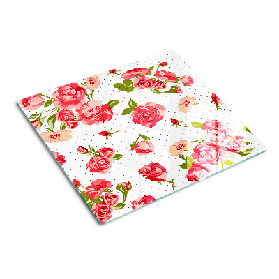 Tabla de cortar de cristal Rosas sobre fondo blanco