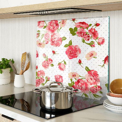 Tabla de cortar de cristal Rosas sobre fondo blanco