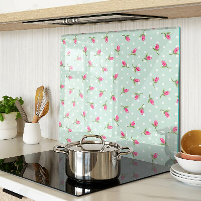 Tabla para cortar Tulipanes rosados sobre un fondo verde