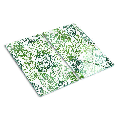 Tabla de cortar de cristal Hojas en diferentes tonos de verde.