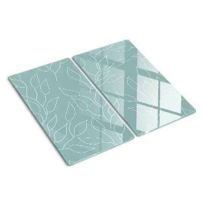 Tabla de cortar de cristal Hojas en el fondo