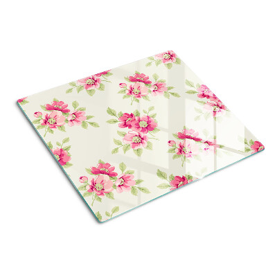 Tabla de cortar de cristal Flores en tonos rosa