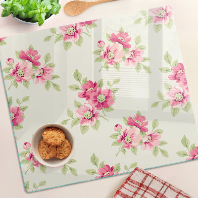 Tabla de cortar de cristal Flores en tonos rosa