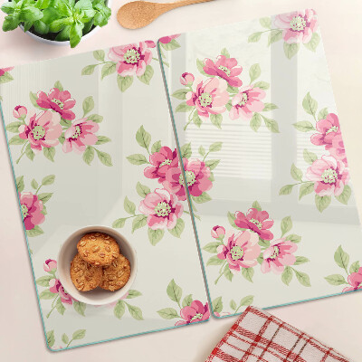 Tabla de cortar de cristal Flores en tonos rosa