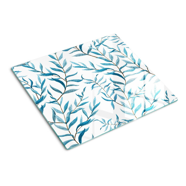 Tabla de cortar de cristal Hojas en tonos azules