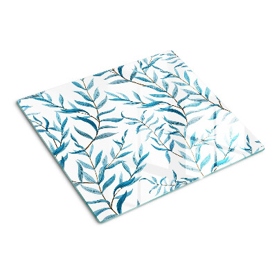 Tabla de cortar de cristal Hojas en tonos azules