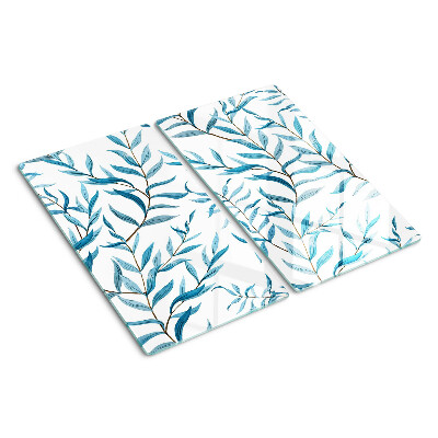 Tabla de cortar de cristal Hojas en tonos azules